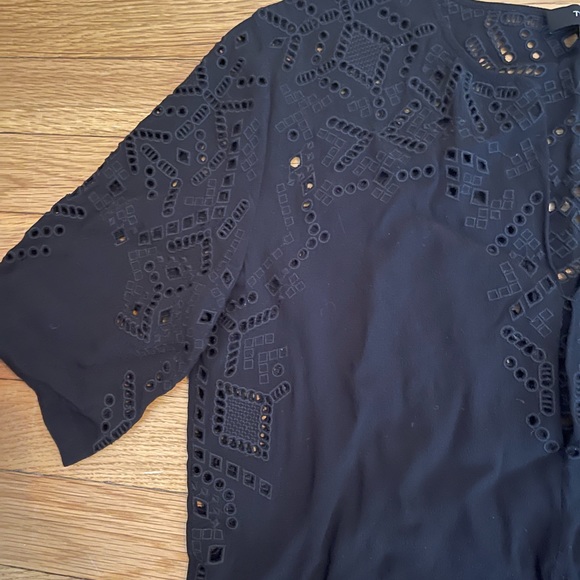 Theory Black Antazie Ghost Crepe Eyelet Blouse - Picture 6 of 6